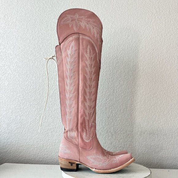 Lane LEXINGTON Over the Knee Womens Cowboy Boots 6.5 Pink Western Cowgirl Tall - Picture 2 of 16